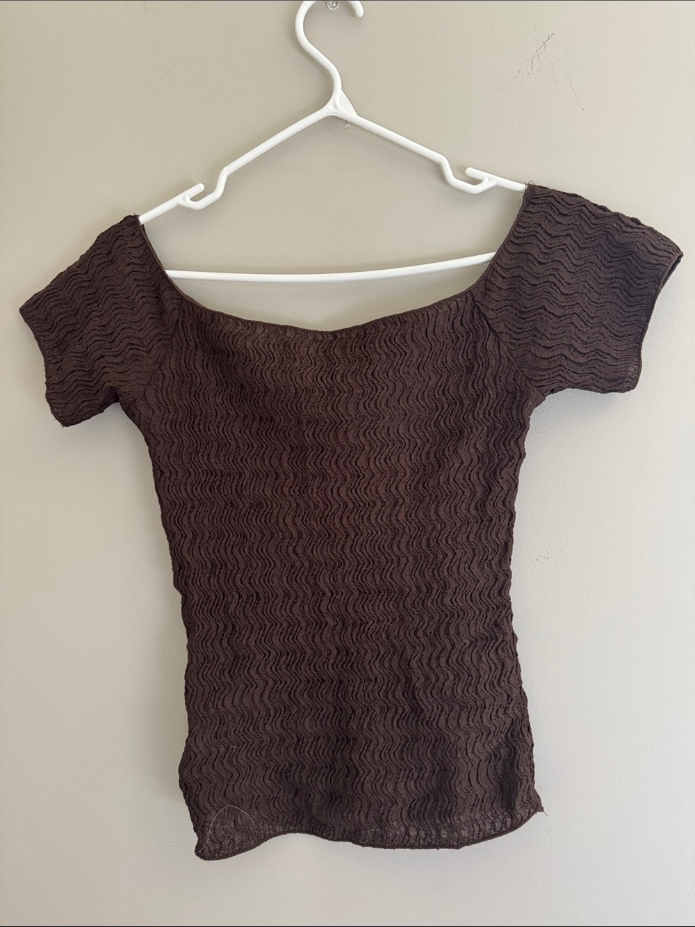ZARA BROWN OFF-THE-SHOULDER TOP